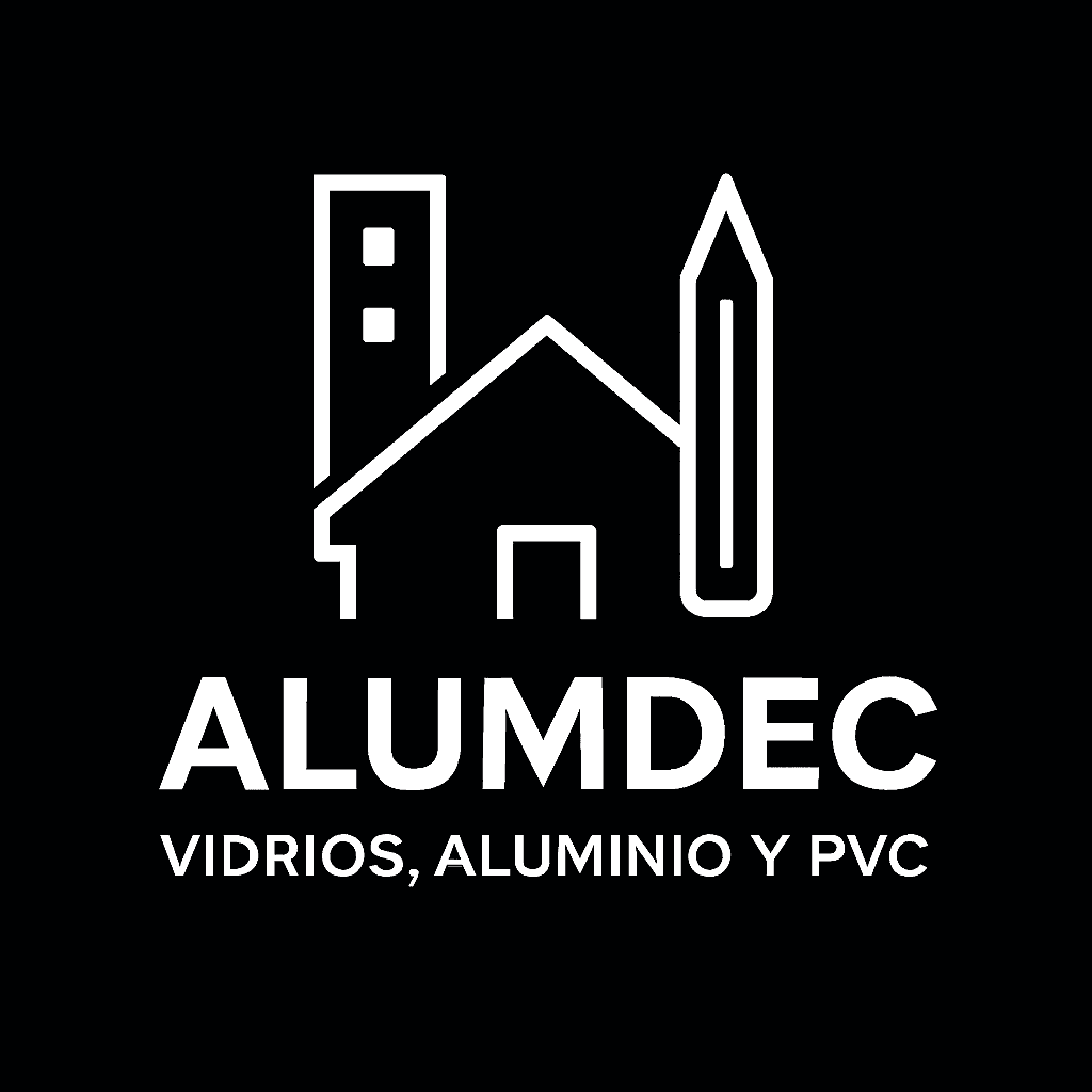 Logo ALUMDEC Fondo Negro Letras Blancas